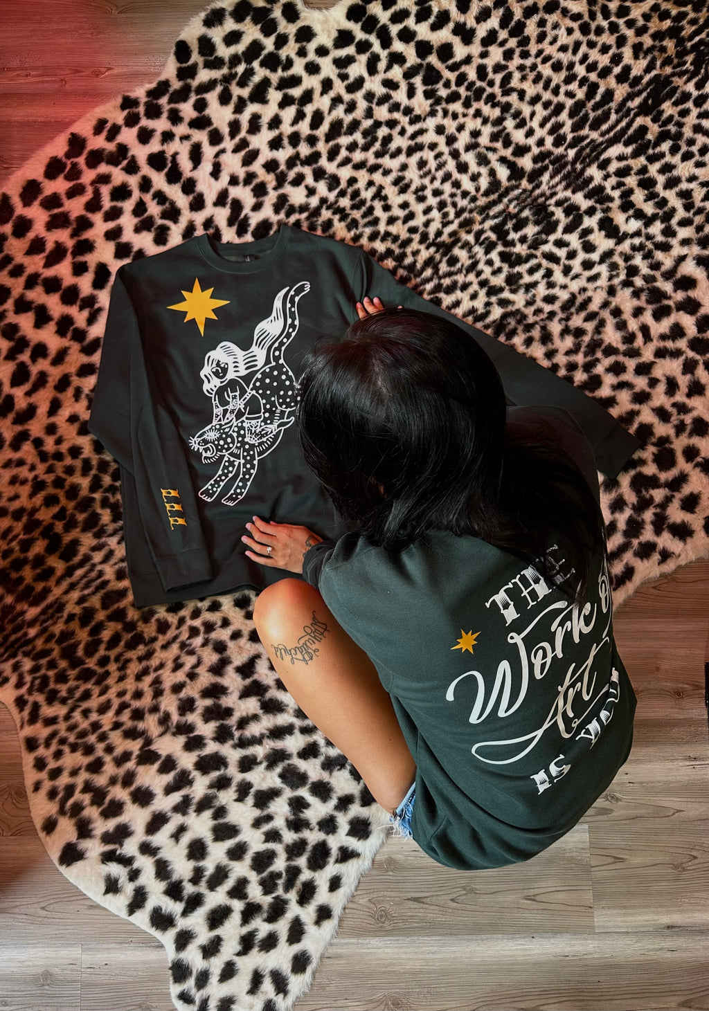Boujee Cheetah Dark Green - Crewneck